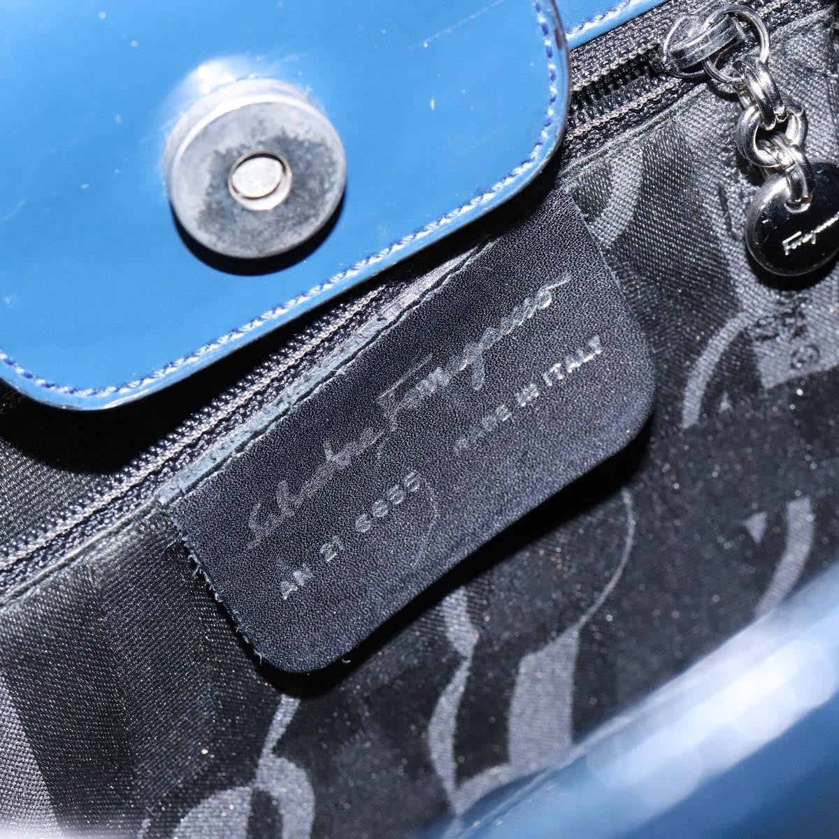 Salvatore Ferragamo Vintage Gancini Bucket Bag Patent leather, BLUE, PATENT_LEATHER, Shoulder bag