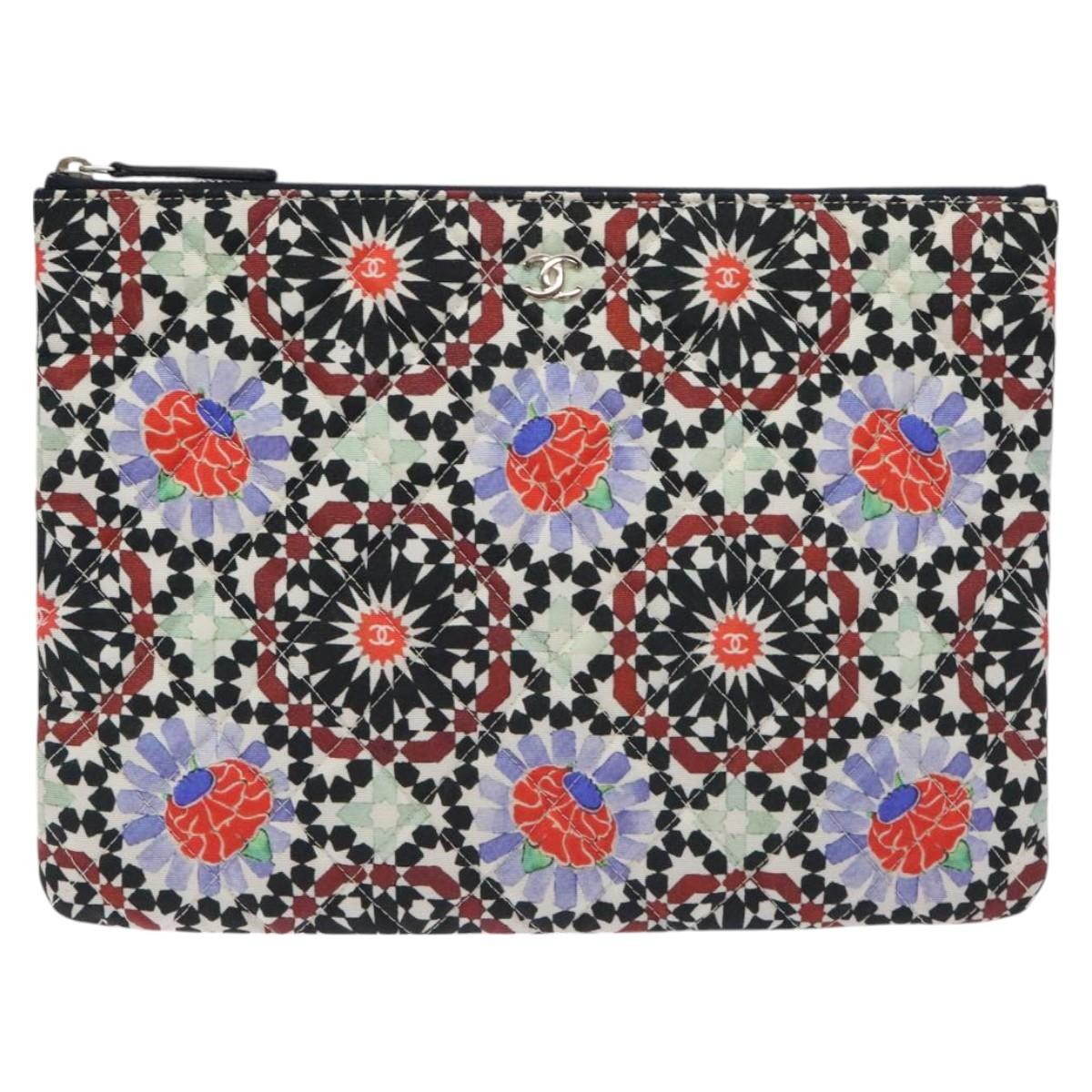 Chanel Dubai O Case Clutch Quilted Printed Nylon, MULTICOLOUR, NYLON, Clutche & pouche