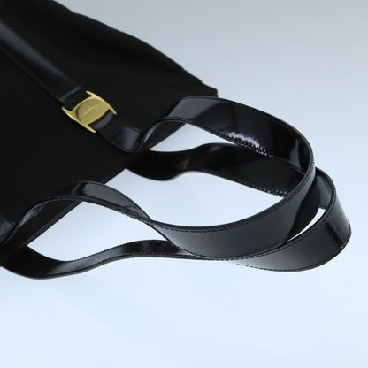 Salvatore Ferragamo Vala Canvas, BLACK, CANVAS, Tote bag