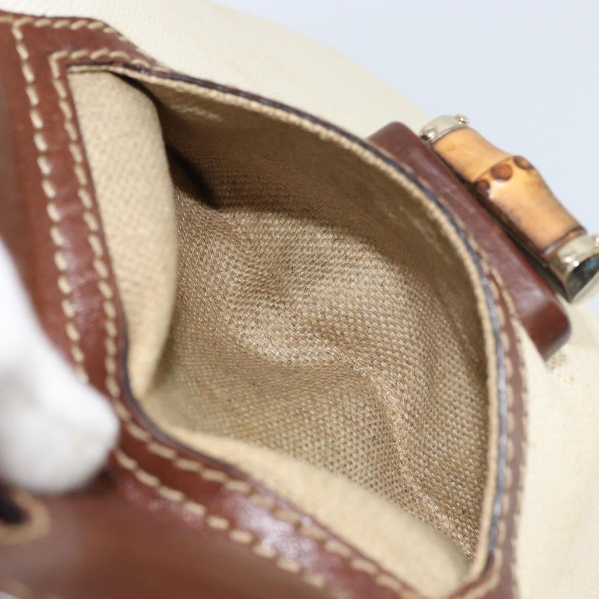 Gucci Vintage Bamboo Shoulder Bag Canvas, BEIGE, CANVAS, Shoulder bag