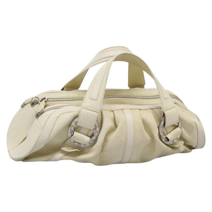 Bvlgari Chandra Satchel Leather, BEIGE, LEATHER, Handbag