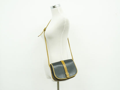 Celine Vintage Shoulder Bag Leather, BLACK, LEATHER, Shoulder bag