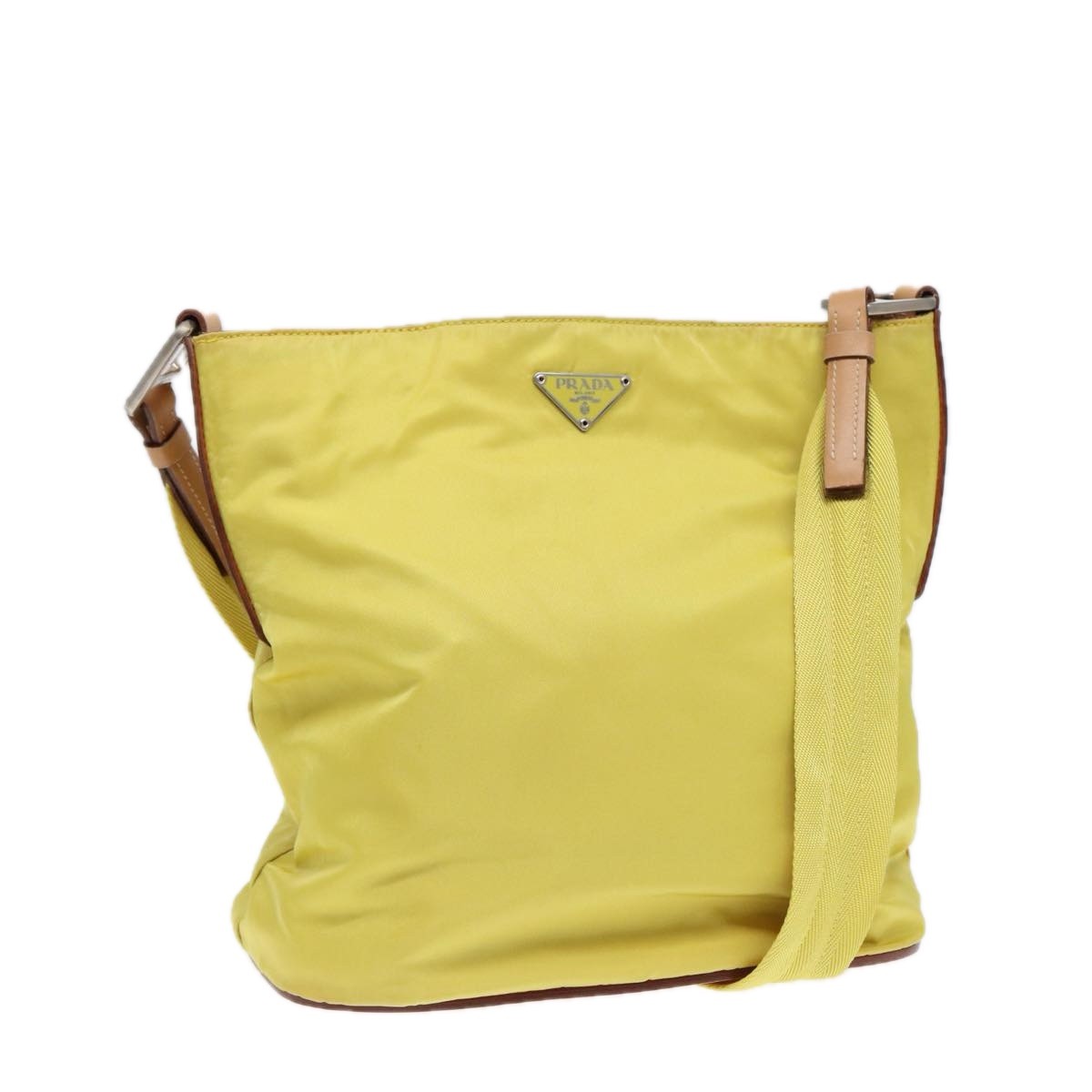 Prada Vintage Flap Messenger Bag Tessuto, YELLOW, NYLON, Shoulder bag