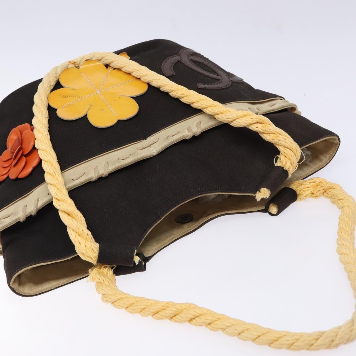 Chanel Camellia Flower Tote Canvas, BLACK, CANVAS, Tote bag