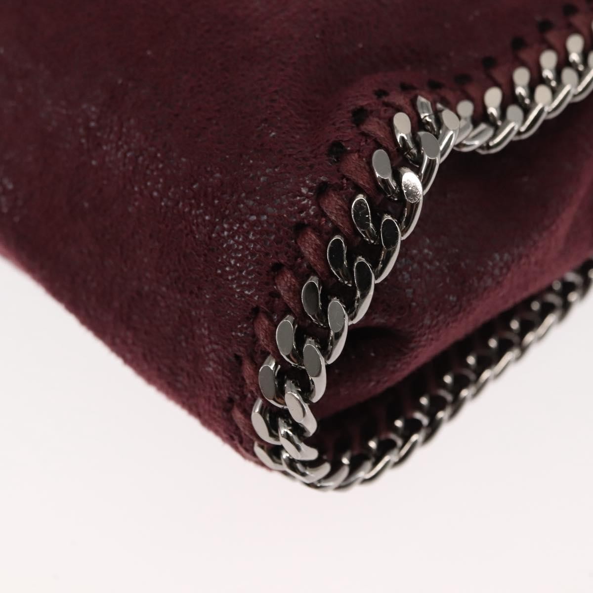 Stella McCartney Falabella Fold Over Crossbody Bag Velvet, BURGUNDY, POLYESTER, Crossbody bag
