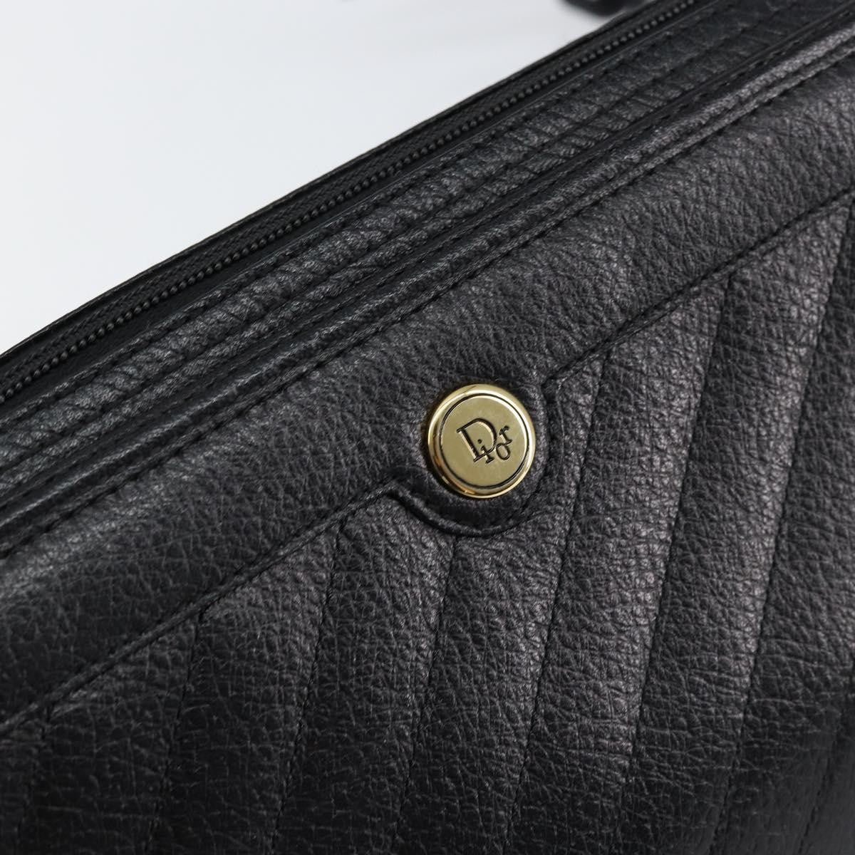 Christian Dior Vintage Shoulder Bag Leather, BLACK, LEATHER, Shoulder bag