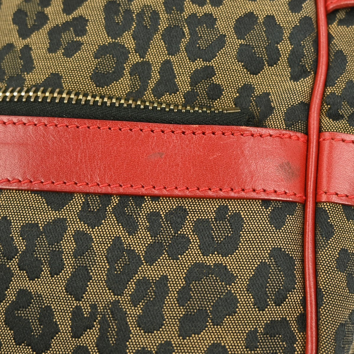 Fendi Vintage Convertible Bowling Bag Leopard Print Jacquard, BROWN, CANVAS, Handbag