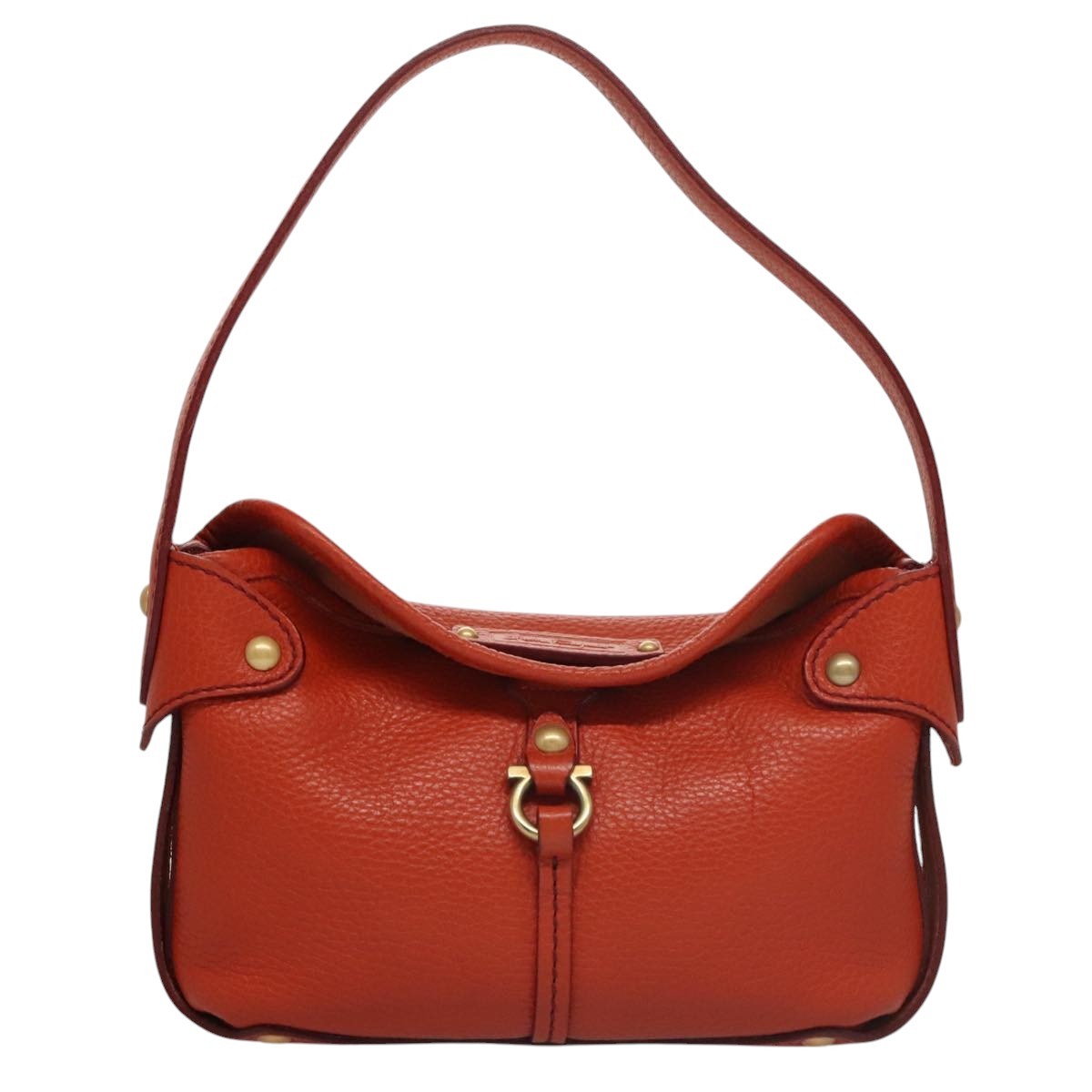 Salvatore Ferragamo Gancini handbag Leather, ORANGE, LEATHER, Handbag