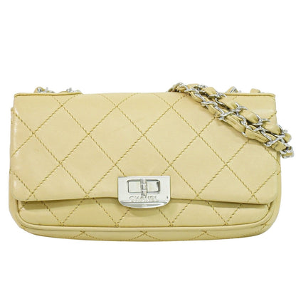 Chanel Reissue 2.55 Flap Bag Quilted Lambskin, BEIGE, LEATHER, Shoulder bag