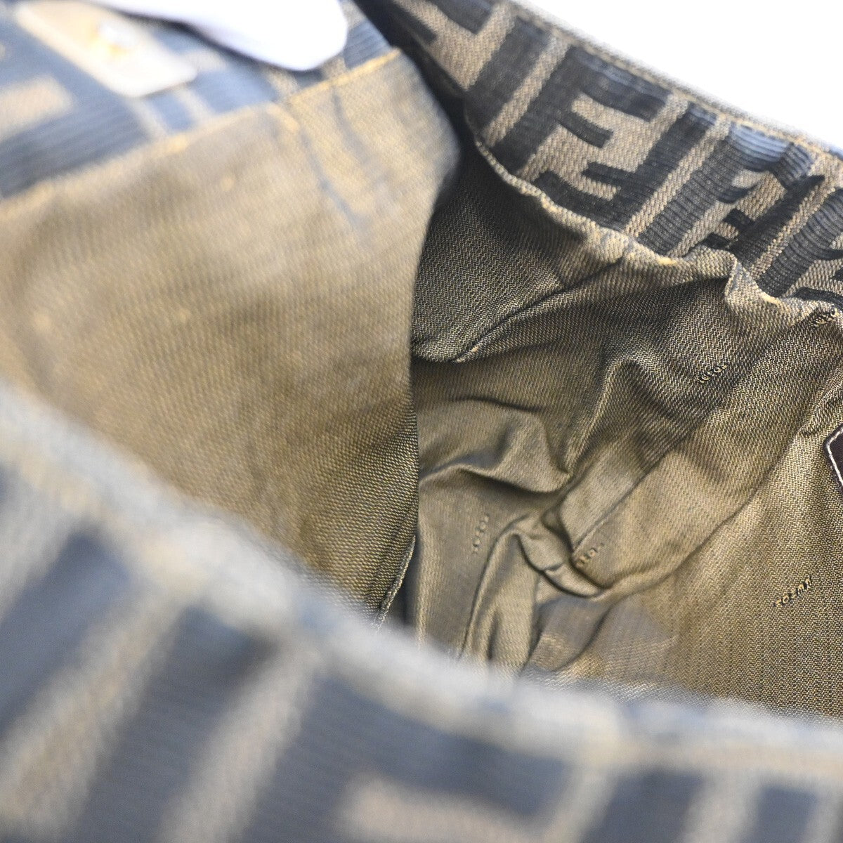 Fendi Vintage FF Handle Tote Zucca Canvas, BROWN, CANVAS, Tote bag