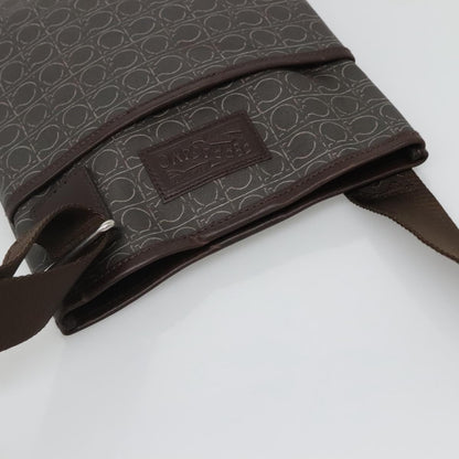 Salvatore Ferragamo Gancini Shoulder Bag Canvas, BROWN, CANVAS, Shoulder bag