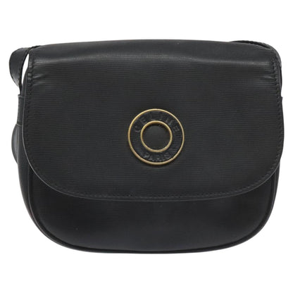 Celine Vintage Circle Logo Crossbody Bag Leather, BLACK, LEATHER, Shoulder bag