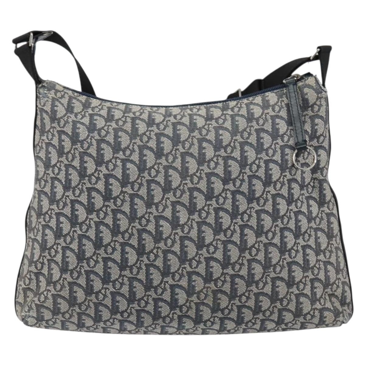 Christian Dior Vintage Trotter Shoulder Bag Canvas, NAVY, CANVAS, Shoulder bag