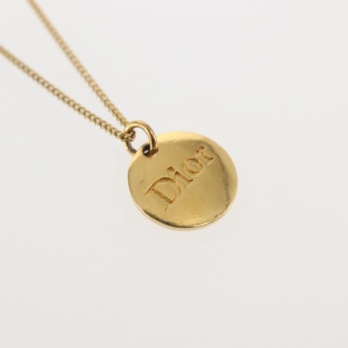 Christian Dior Round Logo Pendant Necklace Metal, GOLD, METAL, Necklace