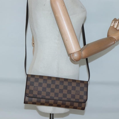 Louis Vuitton Twin Handbag Damier, BROWN, CANVAS, Handbag