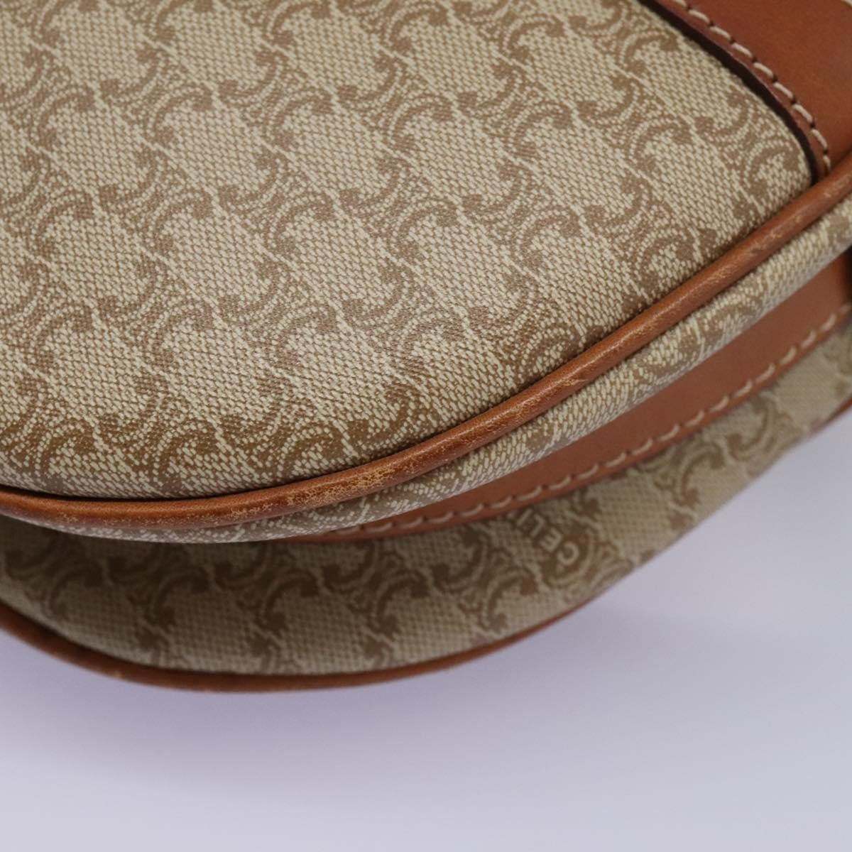 Celine Vintage Macadam Shoulder Bag Canvas and Leather, BEIGE, CANVAS, Shoulder bag