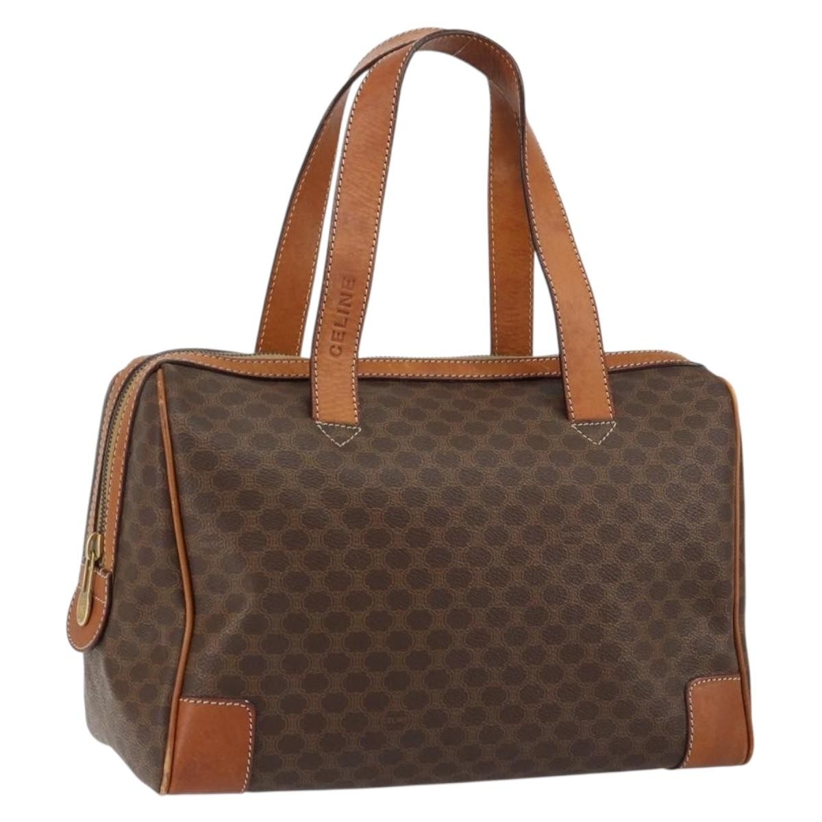 Celine Macadam Handbag Macadam with leather, BROWN, CANVAS, Shoulder bag