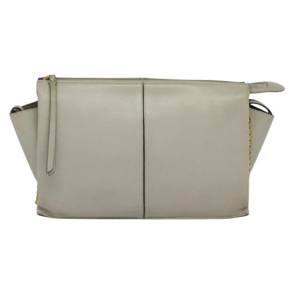 Celine Tri-Fold Clutch on Chain Smooth Leather, GRAY, LEATHER, Shoulder bag