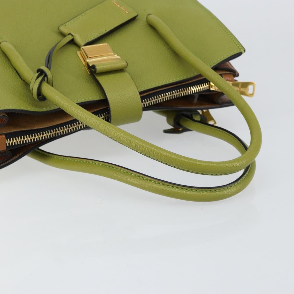 Miu Miu Madras Convertible Compartment Tote Leather, GREEN, LEATHER, Handbag