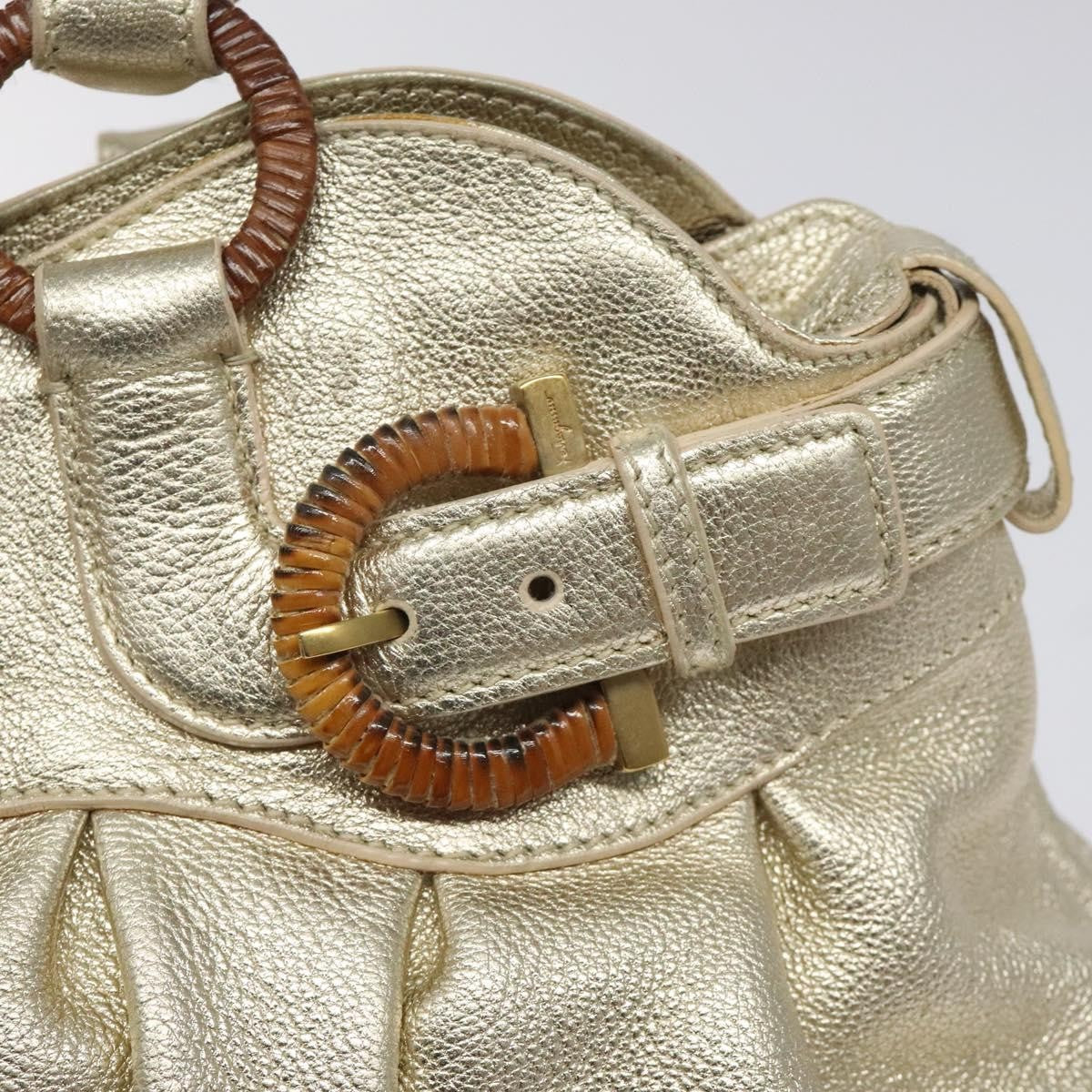 Salvatore Ferragamo Marisa Satchel Leather, GOLD, LEATHER, Shoulder bag