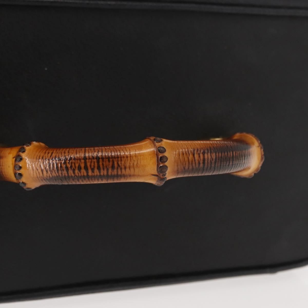 Gucci Vintage Bamboo Vanity Case Leather, NAVY, LEATHER, Handbag