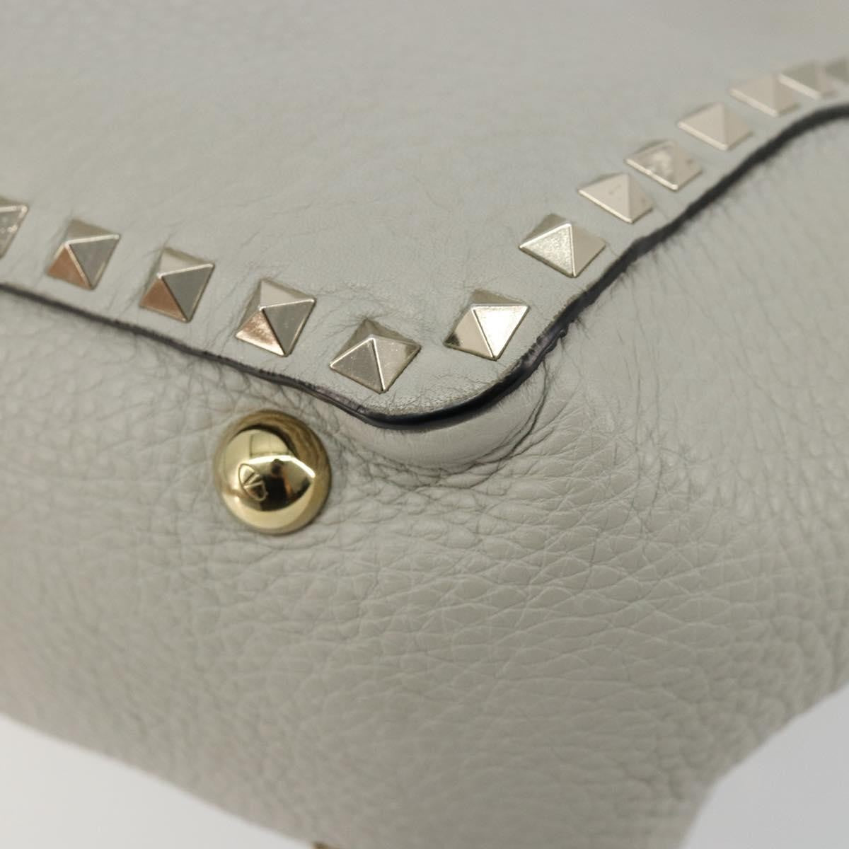 Valentino Garavani Rockstud Tote Textured Leather, Gray, Leather, Tote Bag