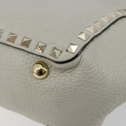 Valentino Garavani Rockstud Tote Textured Leather, Gray, Leather, Tote Bag