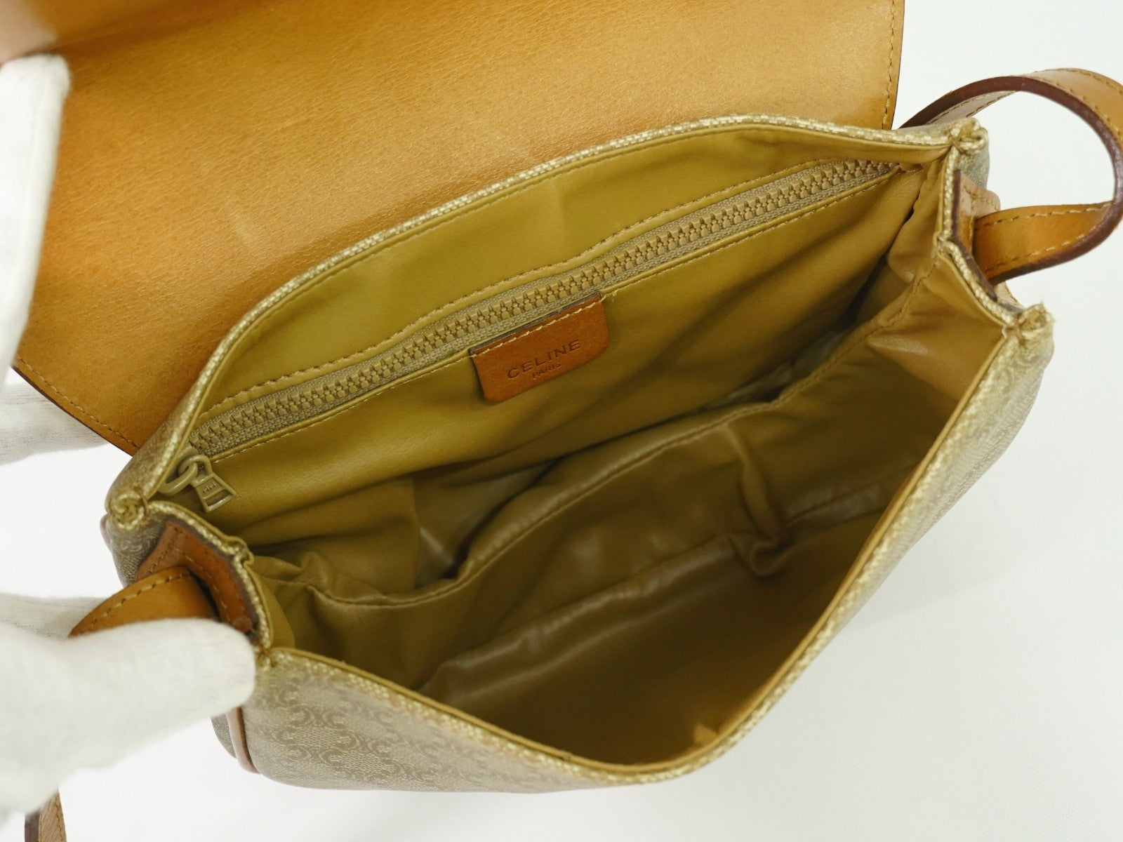 Celine Macadam Shoulder Bag PVC Leather, BEIGE, PVC, Shoulder bag