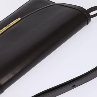 Christian Dior Flap Shoulder Bag Leather, BROWN, LEATHER, Shoulder bag