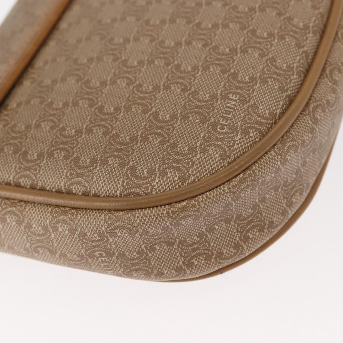 Celine Vintage Macadam Shoulder Bag Canvas and Leather, BEIGE, CANVAS, Shoulder bag