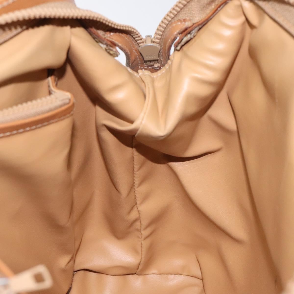 Celine Vintage Macadam Shoulder Bag Canvas and Leather, BEIGE, CANVAS, Shoulder bag