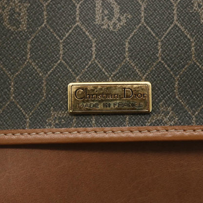 Christian Dior Vintage Honeycomb Flap Crossbody Bag Coated Canvas, KHAKI, CANVAS, Shoulder bag