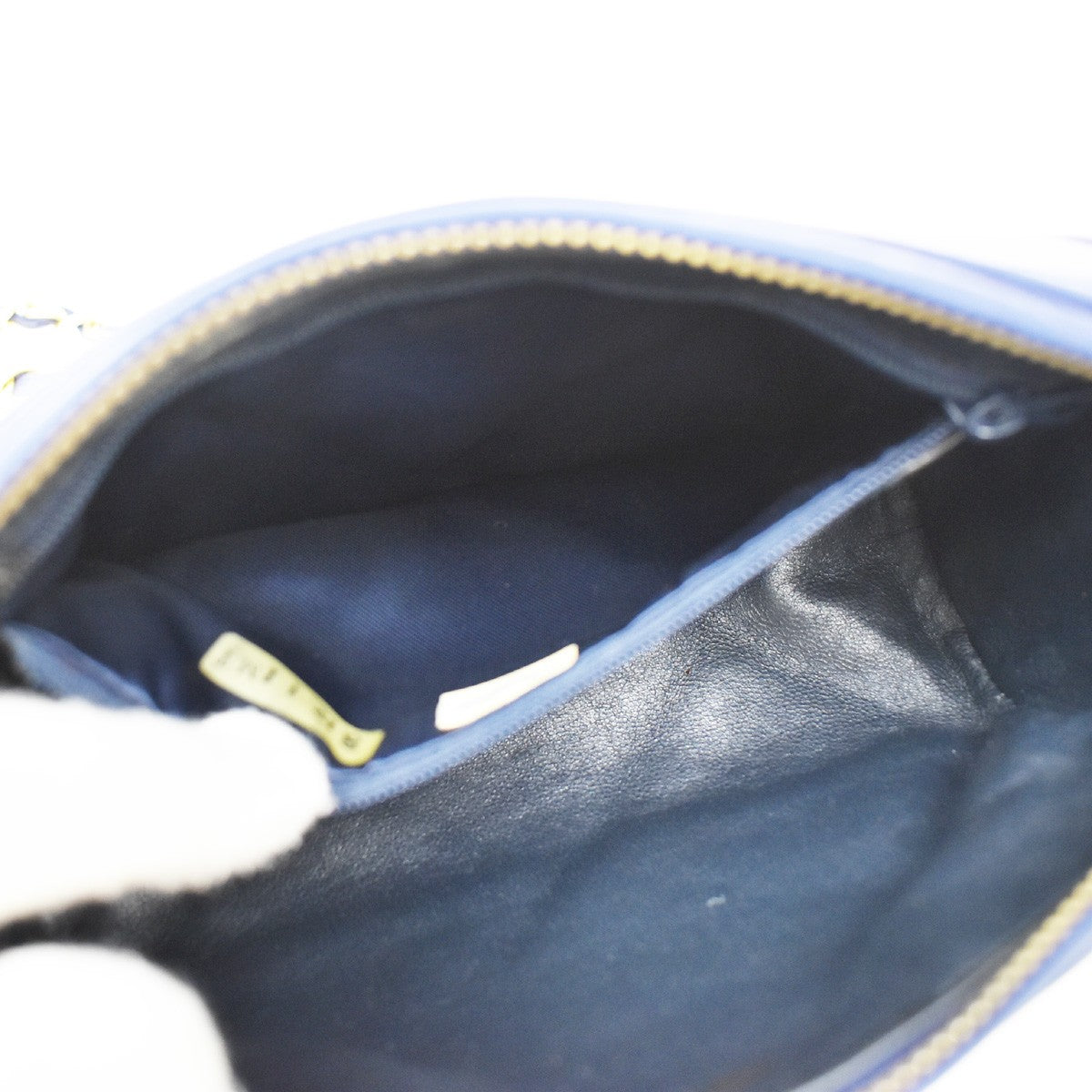 Chanel Vintage Diamond CC Barrel Bag Quilted Leather, BLUE, LEATHER, Shoulder bag