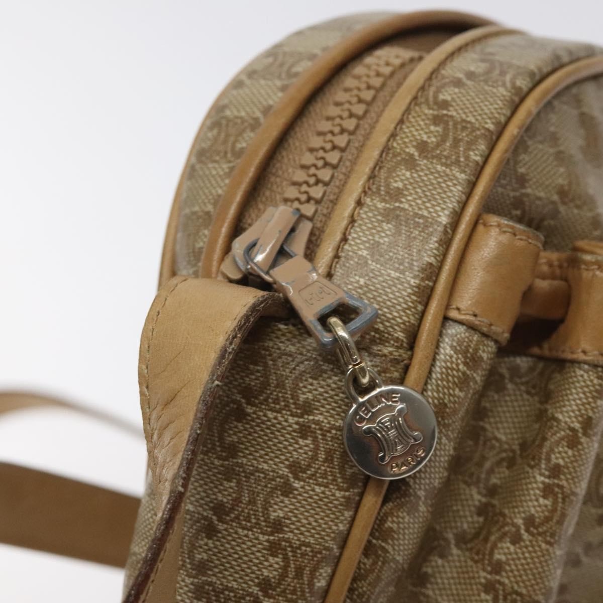 Celine Vintage Macadam Shoulder Bag Macadam Canva  Vinyl, BEIGE, PVC, Shoulder bag