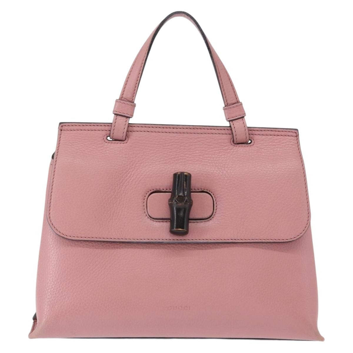 Gucci Bamboo Daily Top Handle Bag Leather, PINK, LEATHER, Handbag