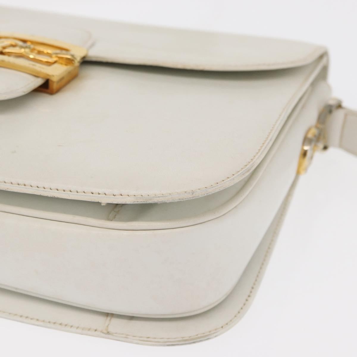 Celine Vintage Shoulder Bag Leather, WHITE, LEATHER, Shoulder bag