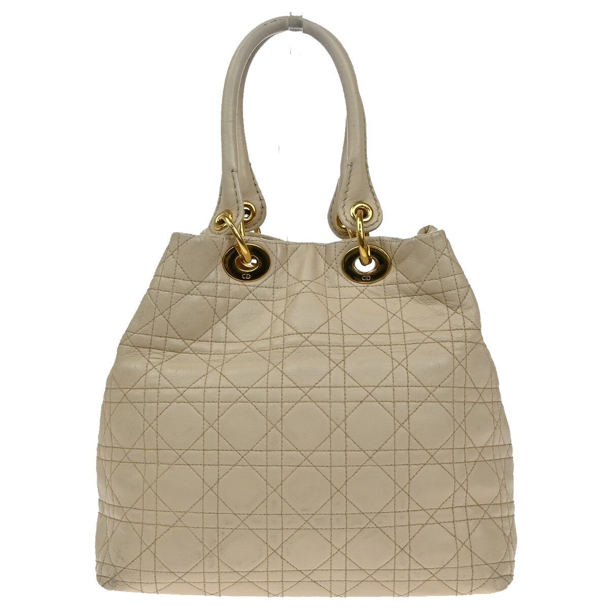 Christian Dior Lady Cannage Tote Leather, BEIGE, LEATHER, Tote bag