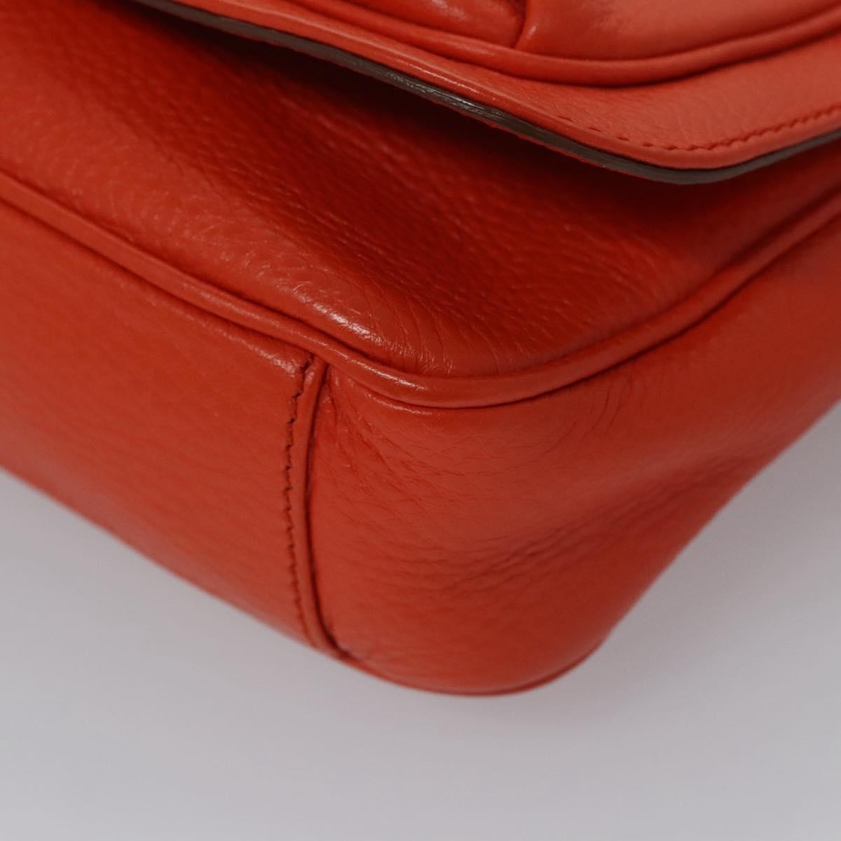 Salvatore Ferragamo Gancini Shoulder Bag Leather, ORANGE, LEATHER, Shoulder bag