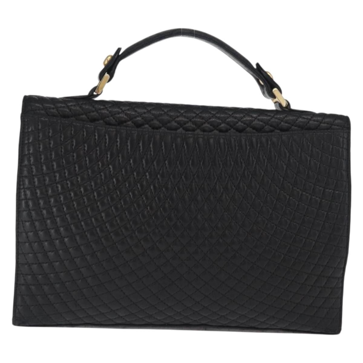 Bally Vintage Handbag Quilted Leather, BLACK, LEATHER, Handbag