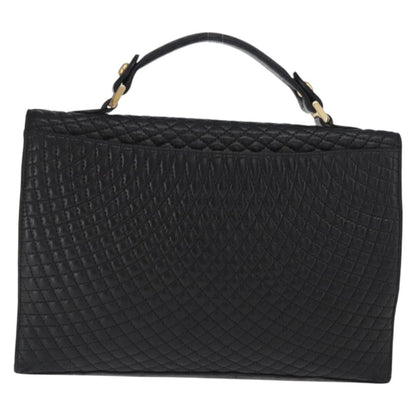 Bally Vintage Handbag Quilted Leather, BLACK, LEATHER, Handbag