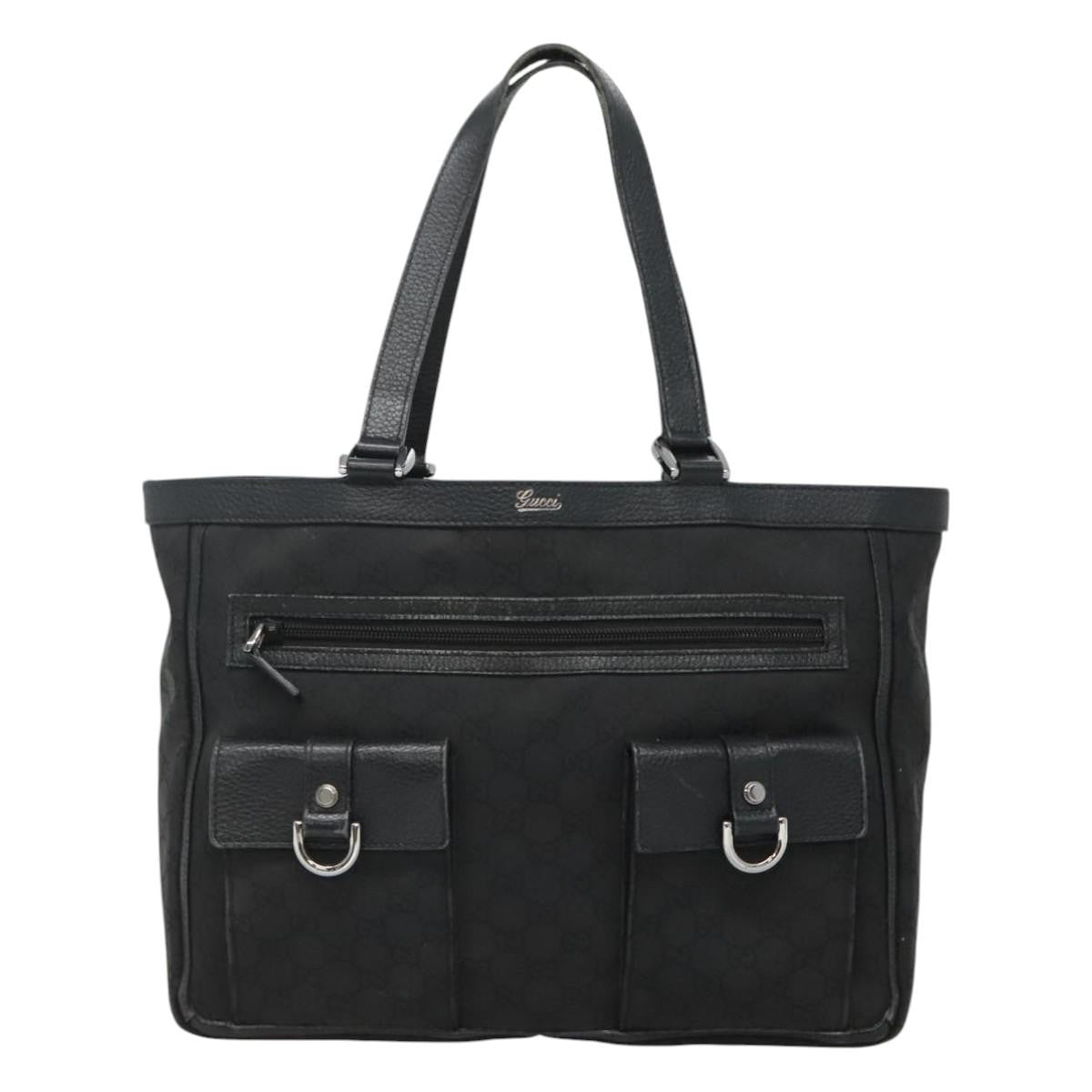 Gucci Abbey Pocket Tote GG Canvas, Black, Canvas, Tote Bag