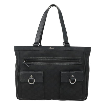 Gucci Abbey Pocket Tote GG Canvas, Black, Canvas, Tote Bag