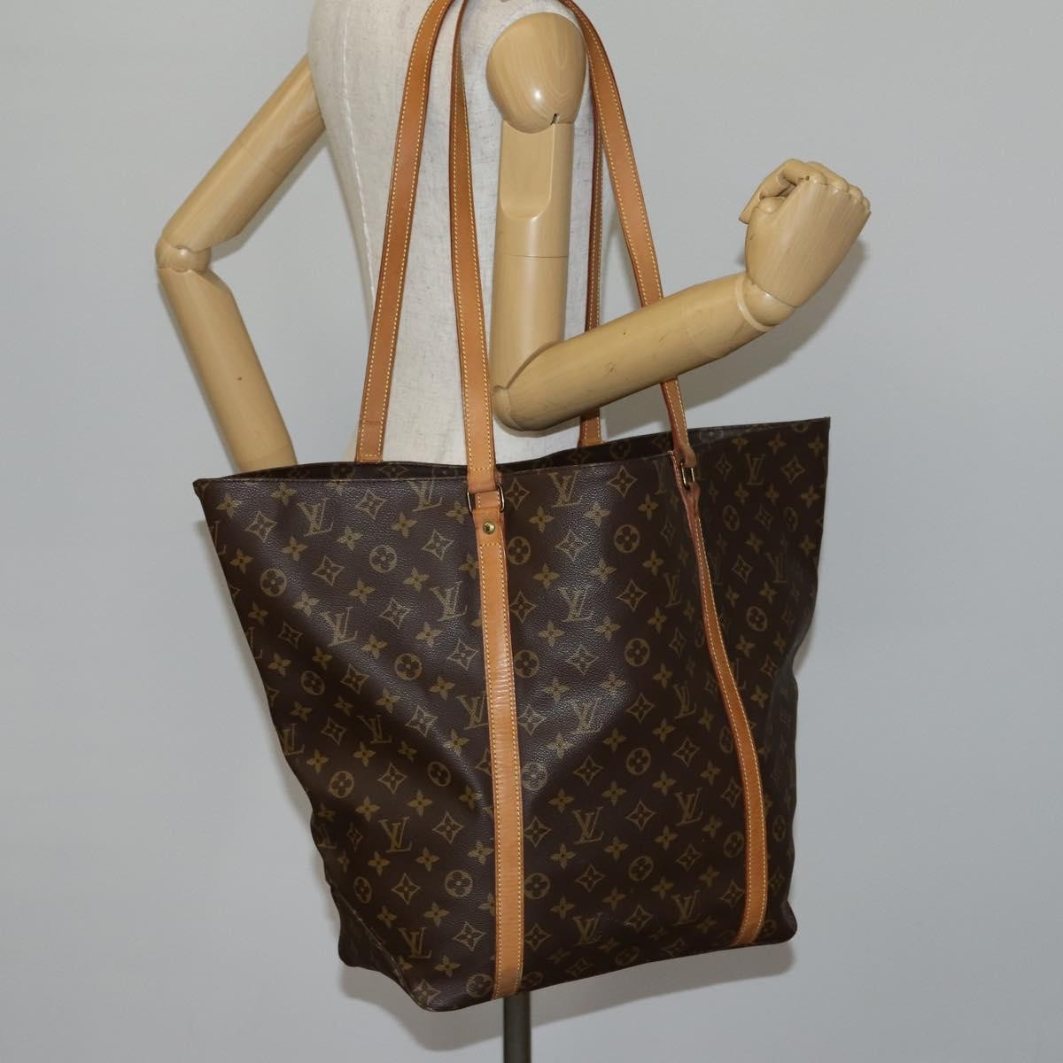 Louis Vuitton Shopping Sac Handbag Monogram Canvas, BROWN, CANVAS, Handbag
