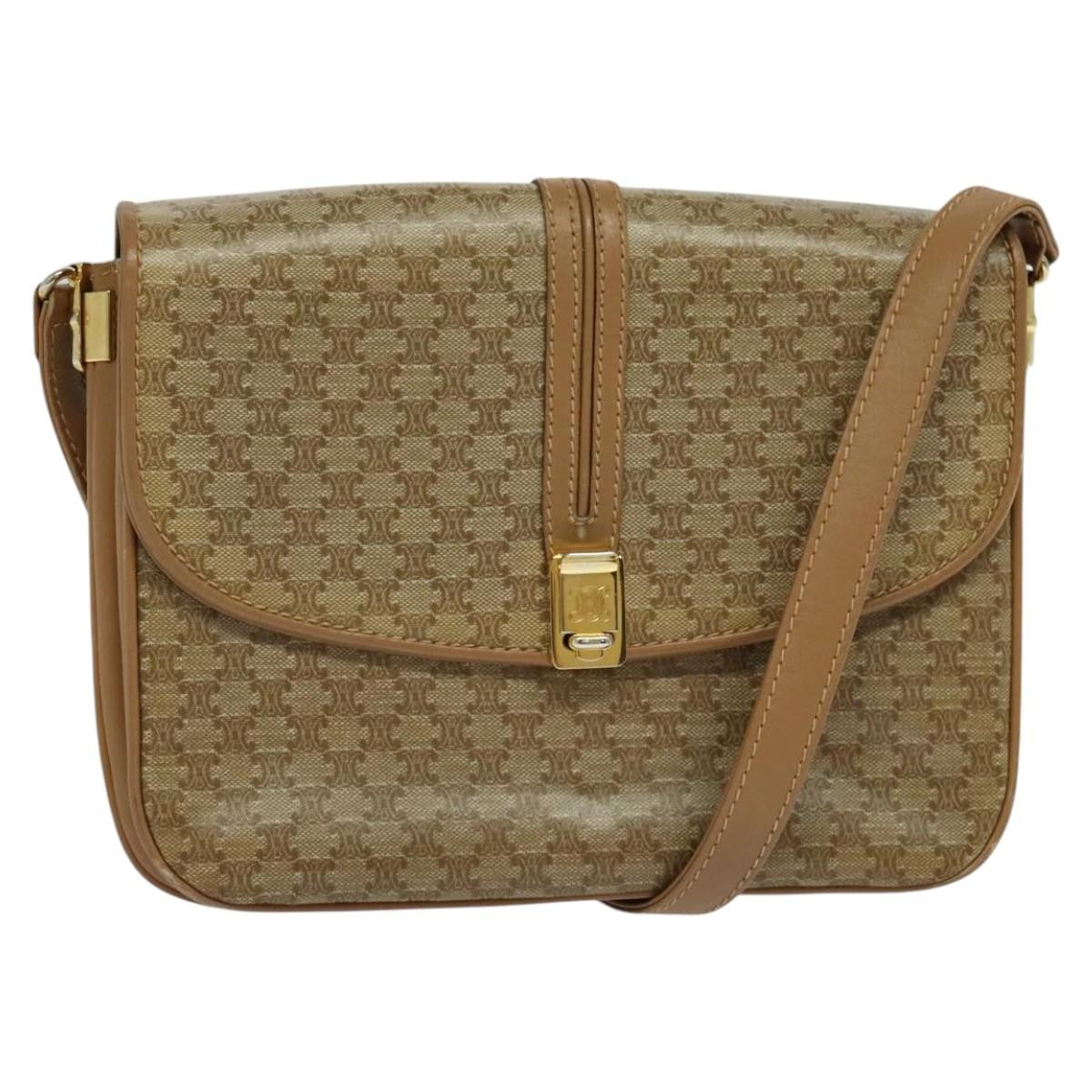 Celine Macadam Shoulder Bag PVC Leather, BEIGE, CANVAS, Shoulder bag