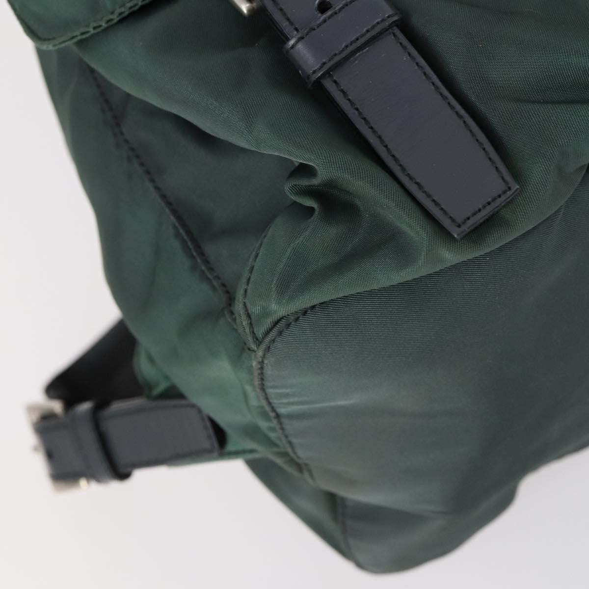 Prada Vela Double Front Pocket Backpack Tessuto with Saffiano Leather, GREEN, NYLON, Backpack