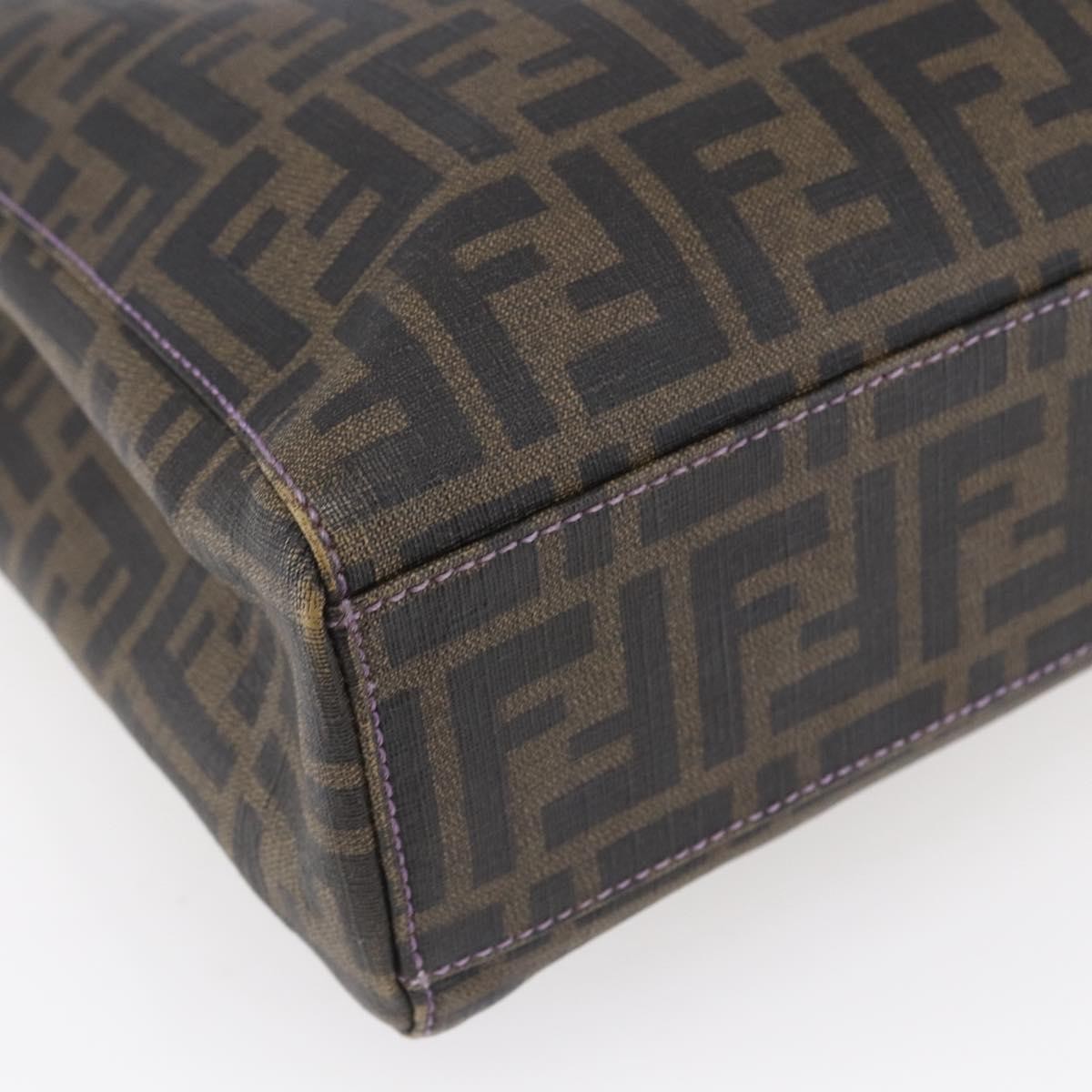 Fendi Compartment Shopping Tote Zucca Coated Canvas, BLACK, PVC, Tote bag