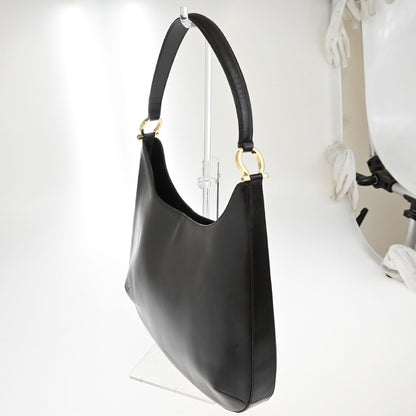 Salvatore Ferragamo Gancini Shoulder Bag Leather, Brown, Leather, Shoulder Bag