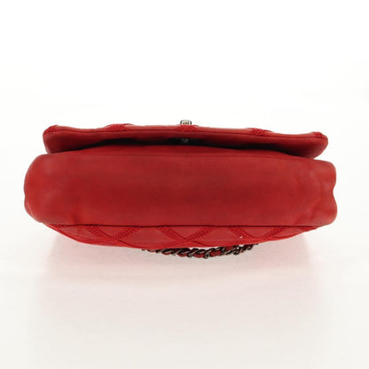 Chanel Diamond Stitch Chain Flap Bag Quilted Iridescent Calfskin, RED, LEATHER, Shoulder bag