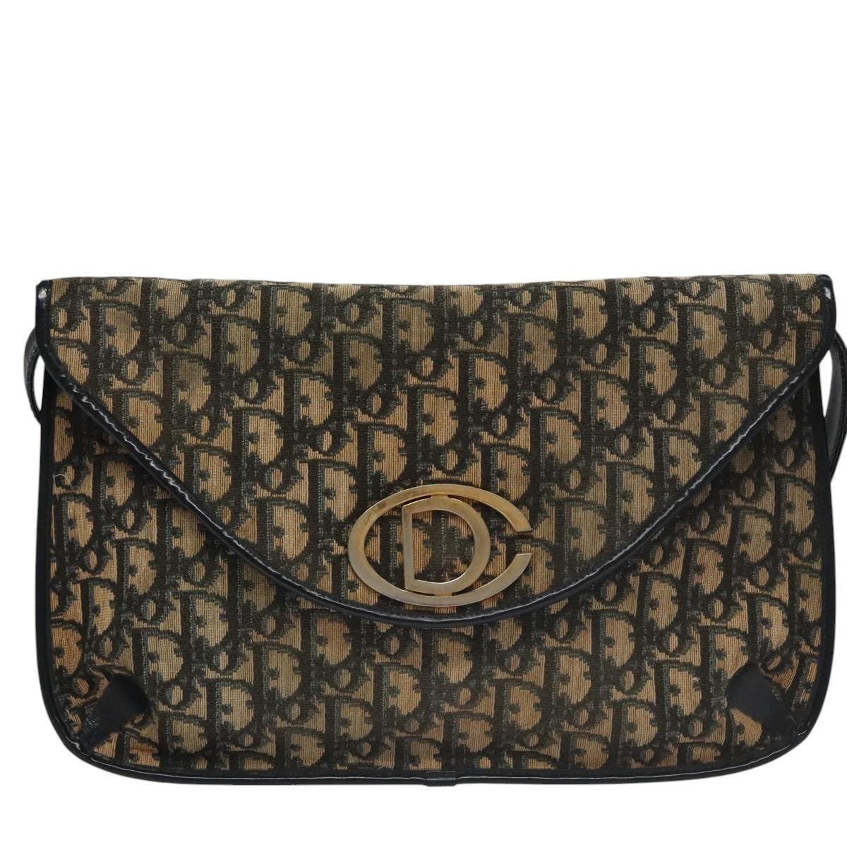 Christian Dior Vintage Trotter Shoulder Bag Canvas, NAVY, CANVAS, Shoulder bag