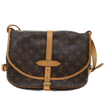 Louis Vuitton Saumur Handbag Monogram Canvas, BROWN, CANVAS, Shoulder bag